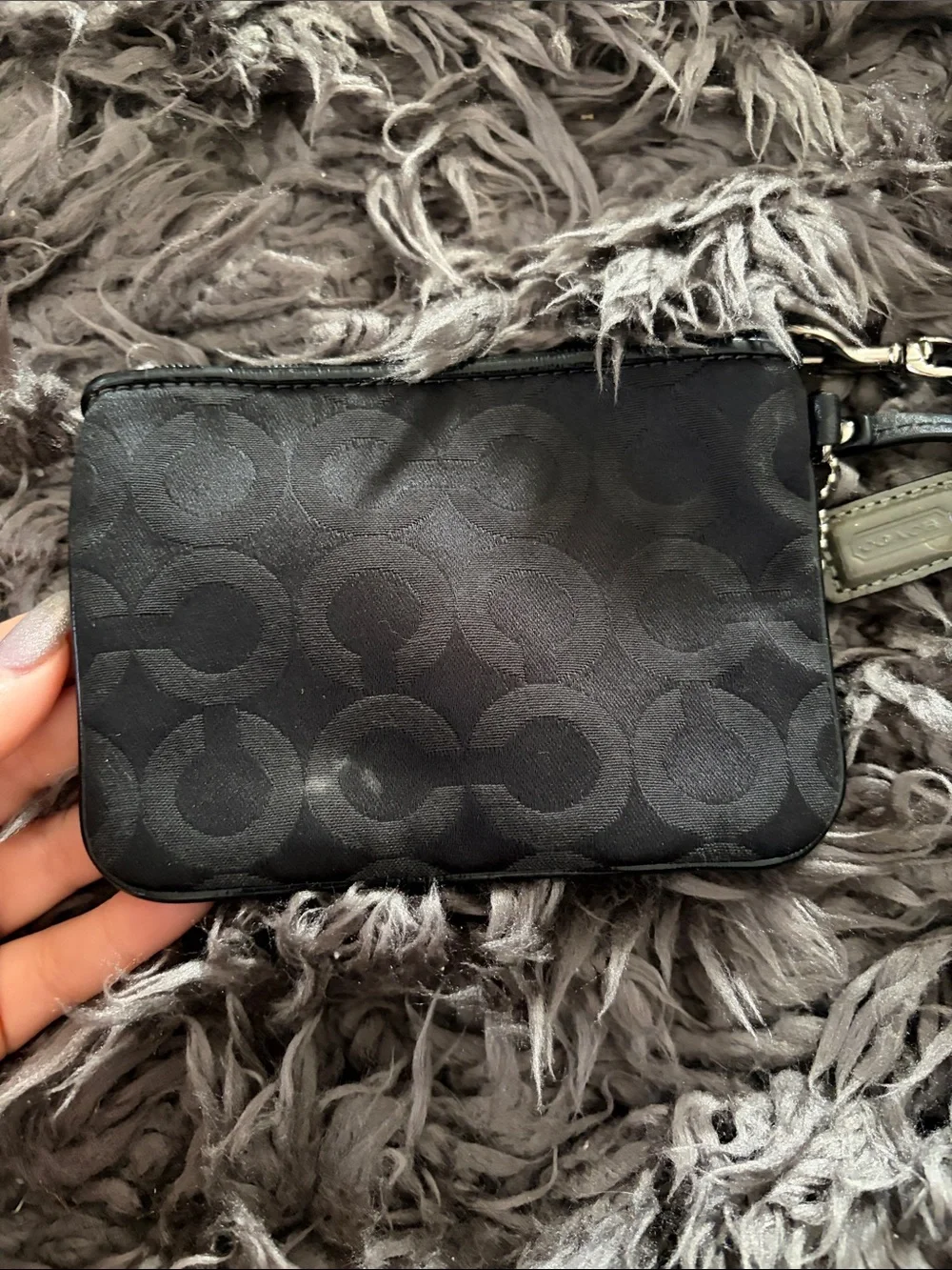 Coach Black Signature C Wristlet Coin Pouch